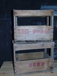 casier bois 6 bouteilles anciens retro pour deco recup et factory