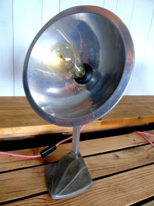 lampe de chauffage cobra relookee lampe d'ambiance ampoule edison pied ceramique gris luminaire vintage recupfactory