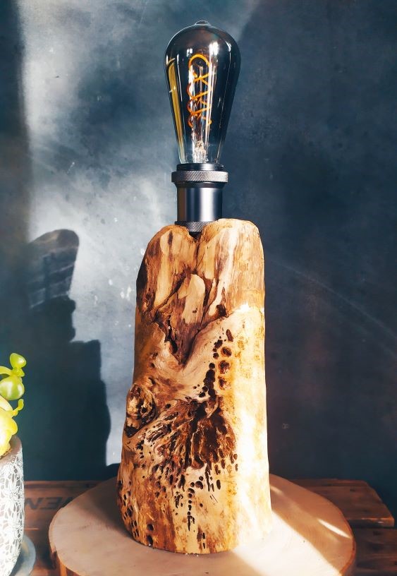 lampe bois flotté naturel rétro déco plage ampoule loft sable